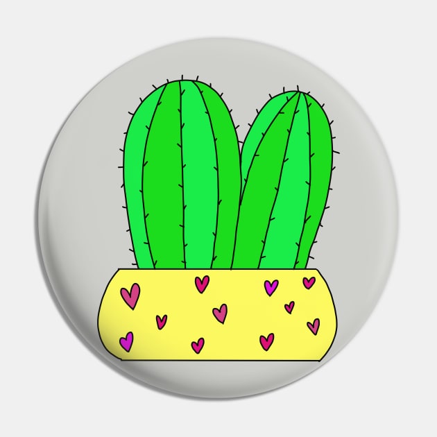 Cute Cactus Design #6: 2 Cacti In Love Pin by DreamCactus