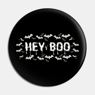 Hey Boo Spooky Halloween Design Bats For Men Women Kids Pin