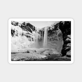 Frozen Waterfall, Iceland B&W Magnet