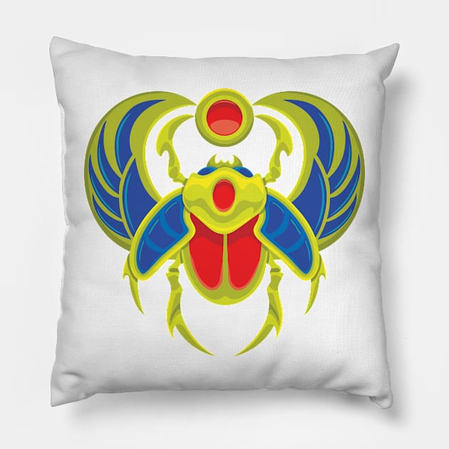 Golden Ancient Egyptian Scarab Beetle Pillow by Designs by Darrin