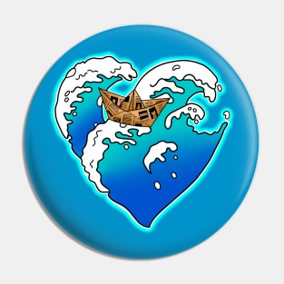 Paper boat in the ocean Pin