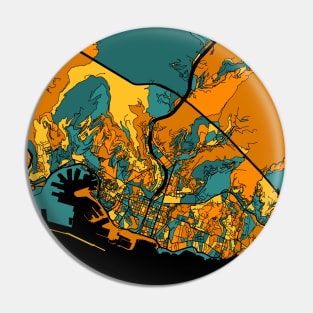 Genoa Map Pattern in Orange & Teal Pin