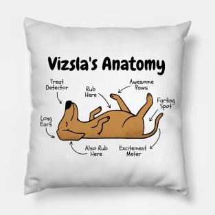 Vizsla's Anatomy Funny Hungarian Vizsla Pillow