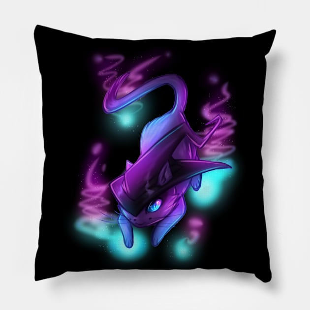 Magic Cat Pillow by NikkiArtzStudio