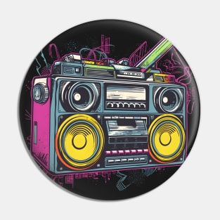 Ghetto Blaster Boom Box 80s Hip-Hop Stereo Pin