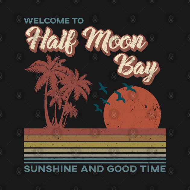 Half Moon Bay Beach - Half Moon Bay Beach Retro Sunset by Mondolikaview