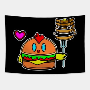 Pancake Breakfast Baby Chick Cheeseburger Tapestry