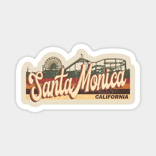 Santa Monica California Retro Vintage Magnet by Happy as I travel