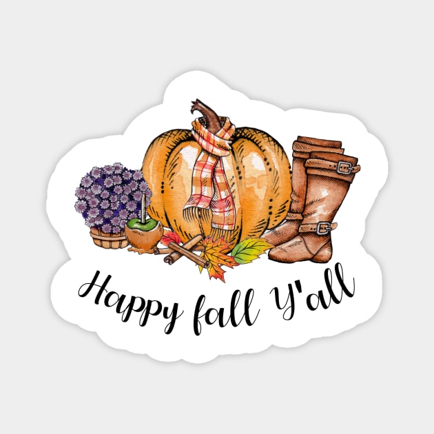 Happy Fall Y'all Pumpkin Shirt Magnet by Ken Adams Store