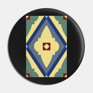 Abstract geometric diamond pattern yellow, green and blue Pin