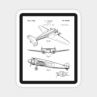 Lockheed Airplane Patent - Electra Air Plane Art - Black And White Magnet