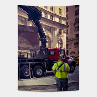 Midtown Manhattan Fifth Avenue Men At Work NYC Tapestry