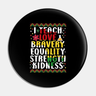 I Teach Black History Month Melanin Afro African Teacher Pin