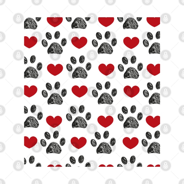 Red heart and black paw print by GULSENGUNEL