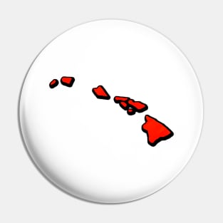 Bright Red Hawaii Outline Pin