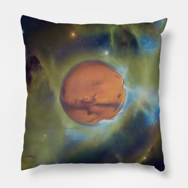 Solar bodies: Planet Mars Pillow by Emily's holographic UFO