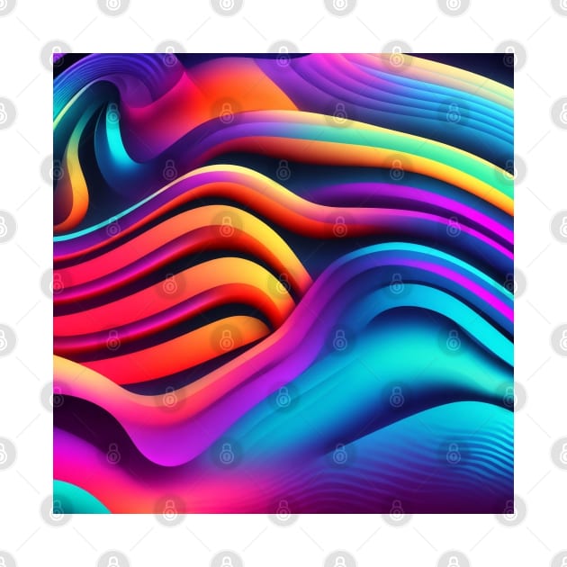 HORIZONTAL PATTERN OF MULTICOLORED WAVES, NEON COLOR, by ZARBIT