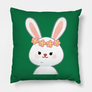 cute rabbit with flower crown Pillow