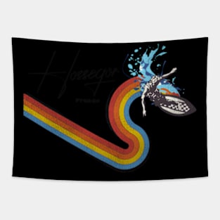 70S80S Rainbow Surfing Wave France Tapestry