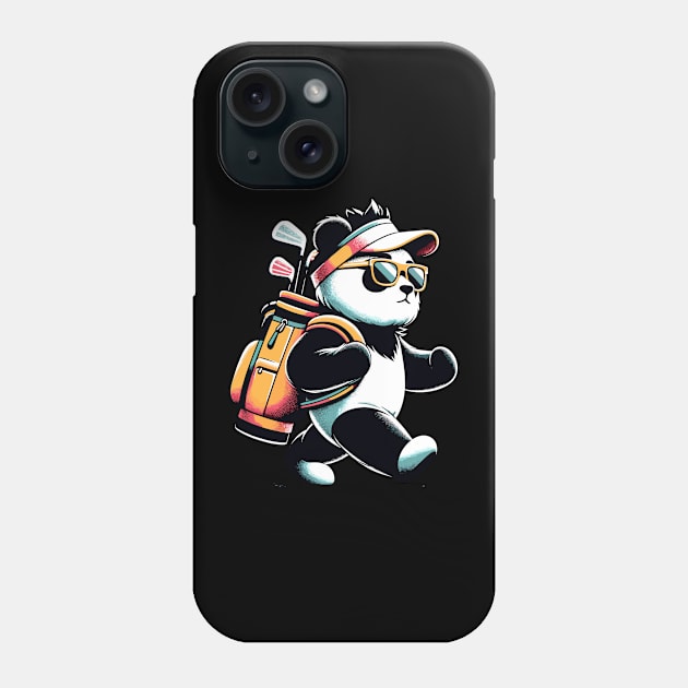 Golf Novelty Panda in Sunglasses Golfing Funny Golf Phone Case by KsuAnn