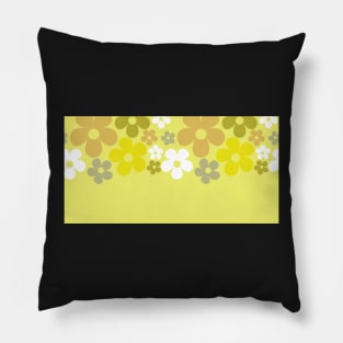 Hippie Floral Yellow Flower Pastel Border Seamless Pattern Pillow