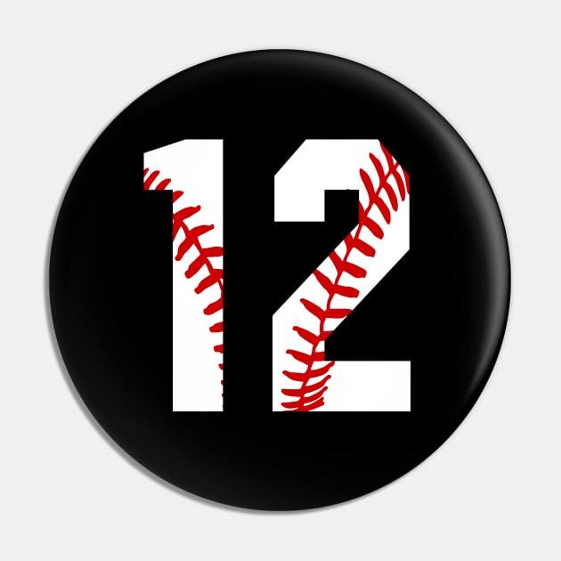 TeeCreations Baseball Number 12 #12 Baseball Shirt Jersey Favorite Player Biggest Fan Pin