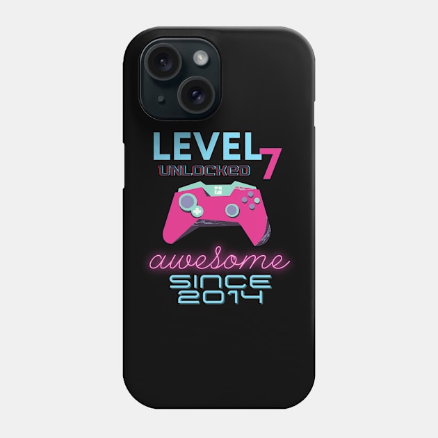 Level 7 Unlocked Awesome 2014 Video Gamer Phone Case by Fabled Rags 