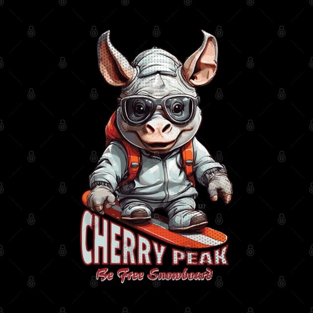 Cute Rhinoceros Cherry Peak Snowboard by Surrealcoin777