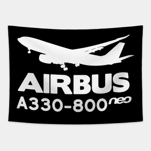 Airbus A330-800neo Silhouette Print (White) Tapestry