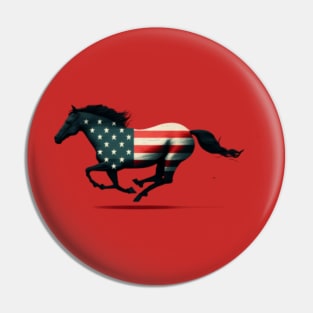 horse, usa flag Pin