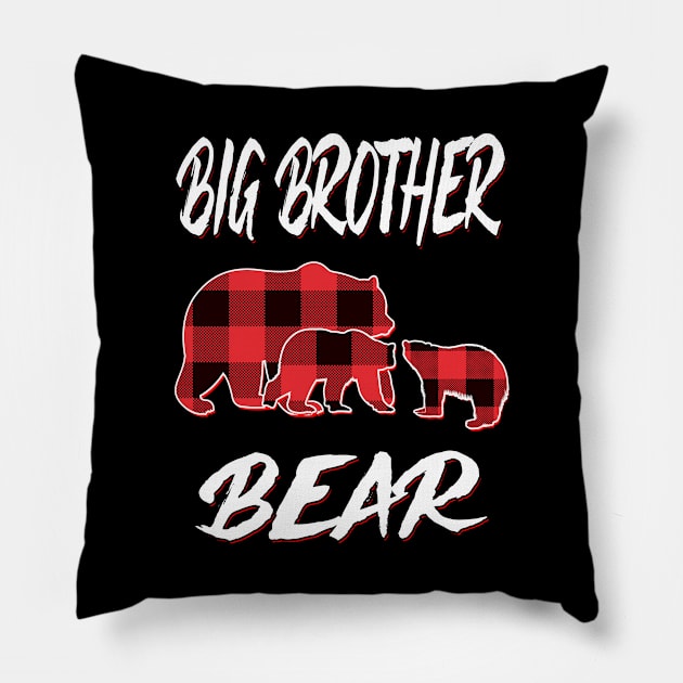 Big Brother Bear Red Plaid Christmas Pajama Matching Family Gift Pillow by intelus