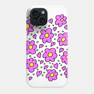 Pink Hearts and Flowers Phone Case