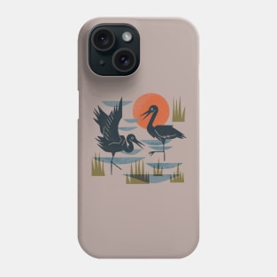 Cranes Wading At Sunset Phone Case