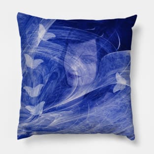 Butterfly wishes in blue Pillow