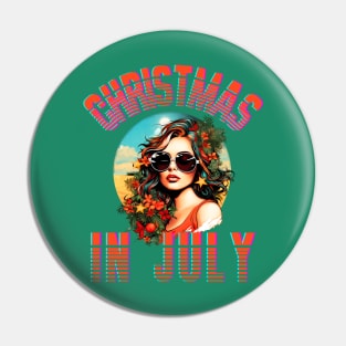 Christmas in July Retro Beach Summer Print Pin