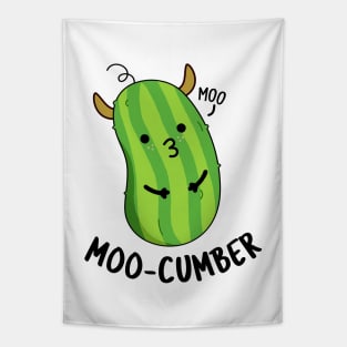 Moo-cumber Funny Veggie Cucumber Pun Tapestry