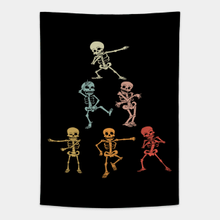 Retro Dancing Skeletons Cool Christmas Tree Dance Pose Tapestry