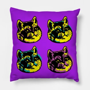 Pop Art the Four Heavy Breathing Cats Pillow