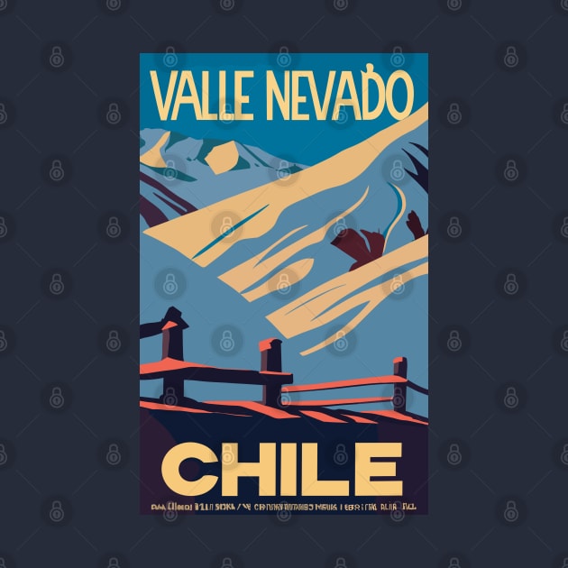 A Vintage Travel Art of Valle Nevado - Chile by goodoldvintage