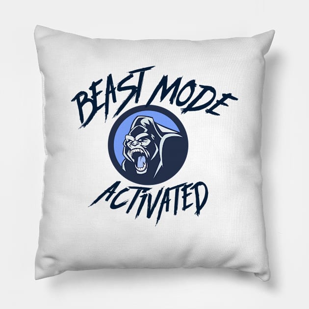 Beast Mode Activated Silverback Gorilla Pillow by MyUniqueTee