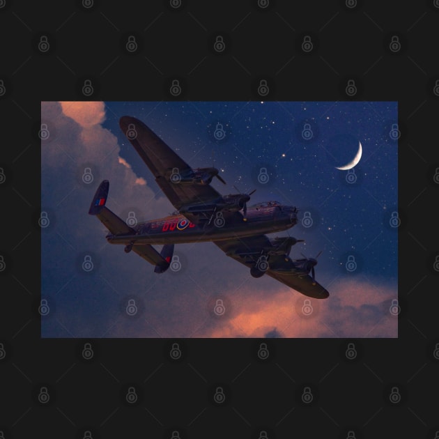 RAF Avro Lancaster Bomber in Moonlight Sky by MartynUK