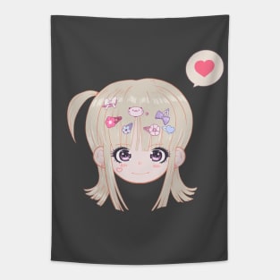 Decora Kei Cute Anime Girl Face Tapestry