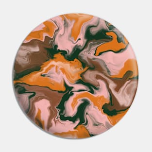 Shades of Moody Orange Pink & Green Aesthetic Marble Pattern Pin