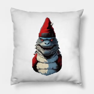 Godzilla wear santa hat Pillow