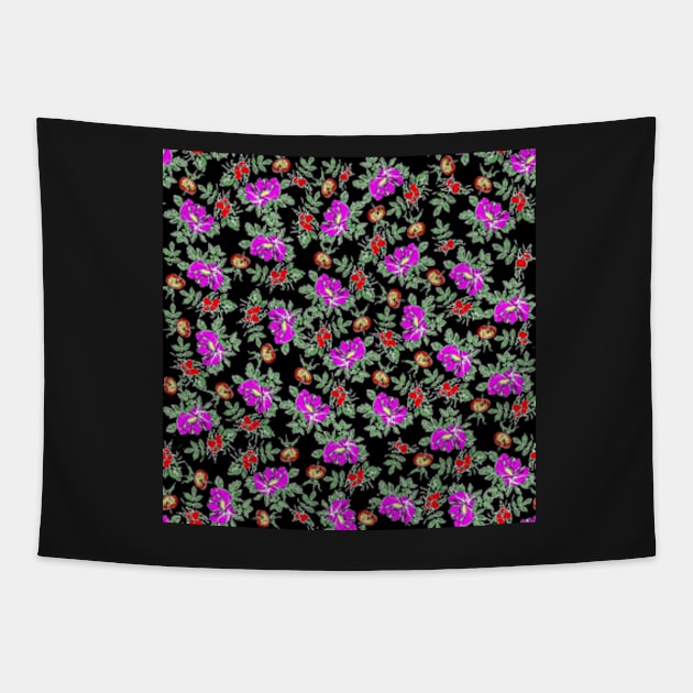 Rosehips and wild rose fruit - black Tapestry by rainetteillus