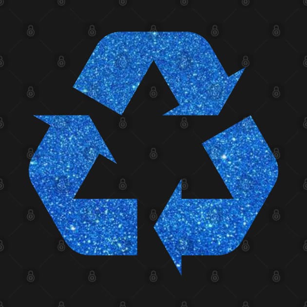 Ocean Blue Faux Glitter Recycle Symbol by Felicity-K