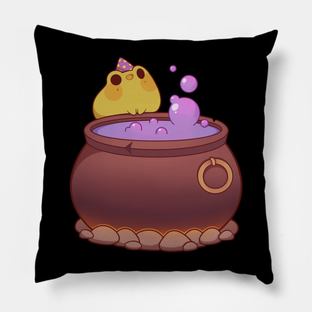 Wizard frog brewing potions Pillow by Rihnlin