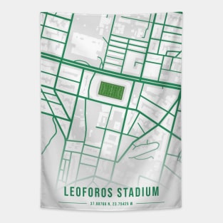 Panathinaikos Stadium Map Design - WHITE Tapestry