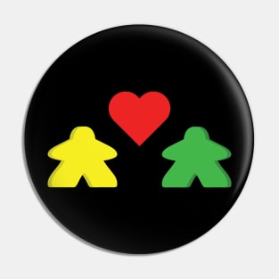 Green And Yellow Meeple Couple Board Game Valentine's Day Pin