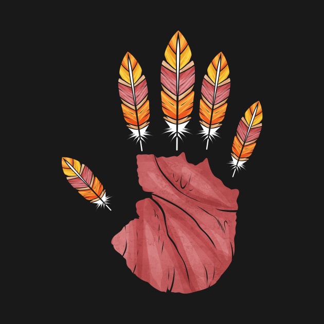 High Five Hand With Turkey Feather Fingers Thanksgiving by SinBle